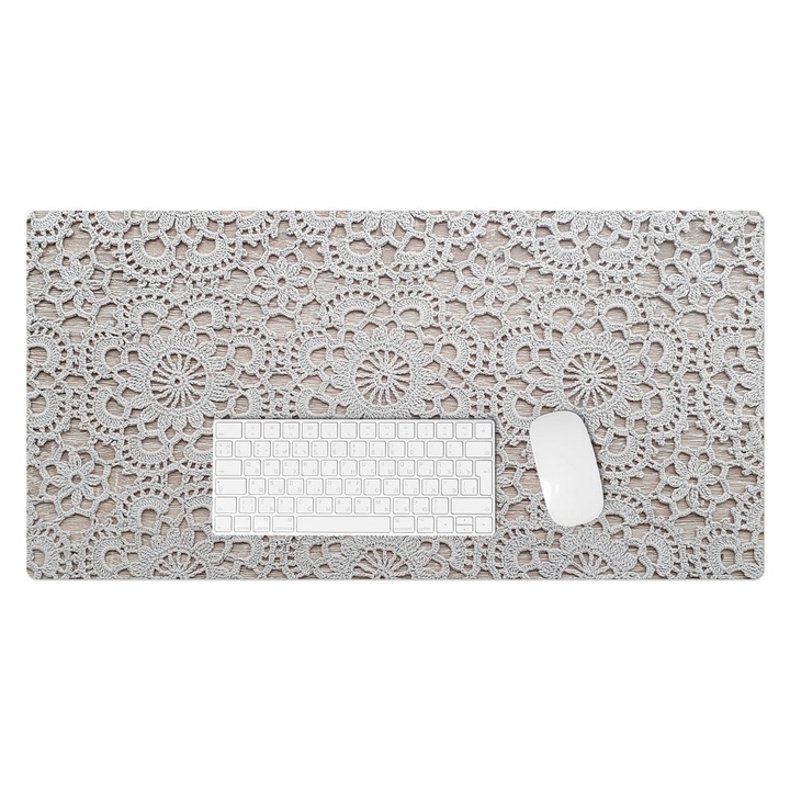 Mapa pentru birou, Wallfluent, Flori de dantela, Cremos, 90x45 cm, 010250300040100282870