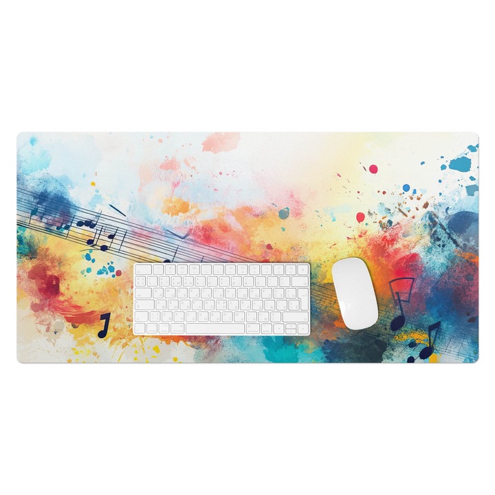 Mapa de birou, Wallfluent, Abstractia muzicala, Multicolor, 90x45 cm, 010250300040100282892