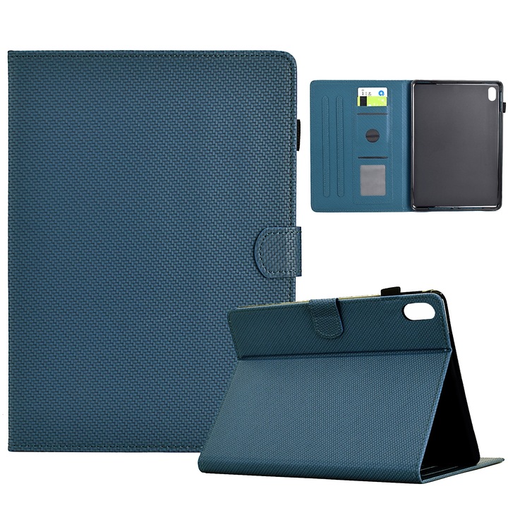 Husa tableta compatibila cu iPad Mini 6, Textura Fibra, Culor Royal Blue