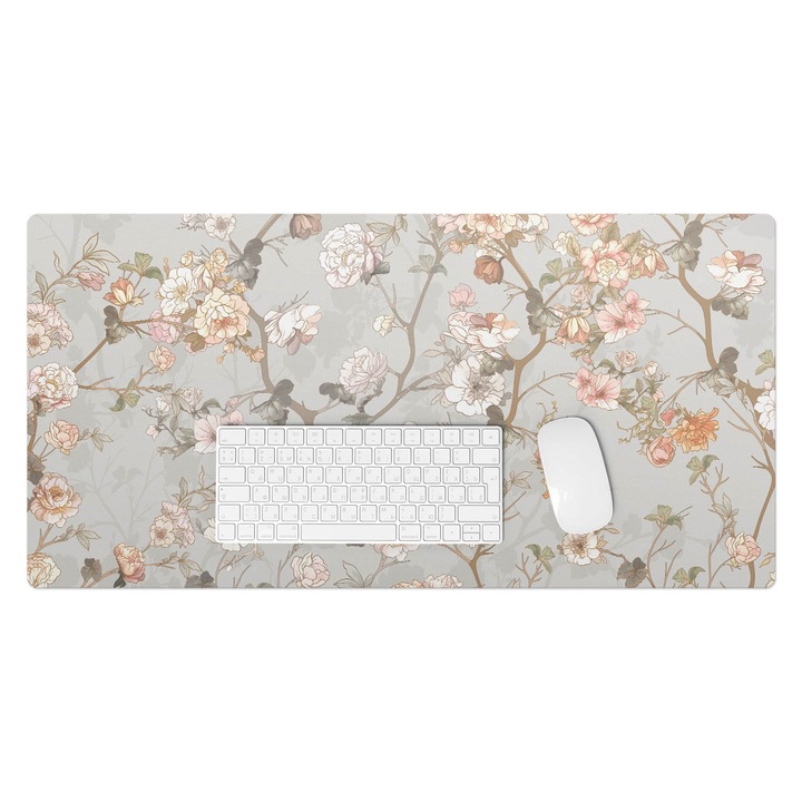 Mapa pentru birou, Wallfluent, Ornament floral, Bej, 90x45 cm, 010250300040100282749