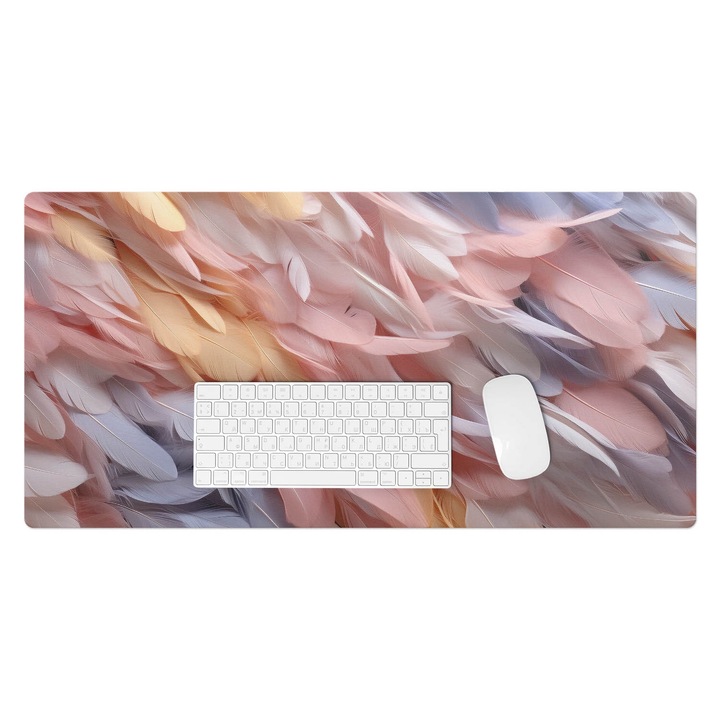 Mapa pentru birou, Wallfluent, Pene pastelate, Roz, 90x45 cm, 010250300040100282894