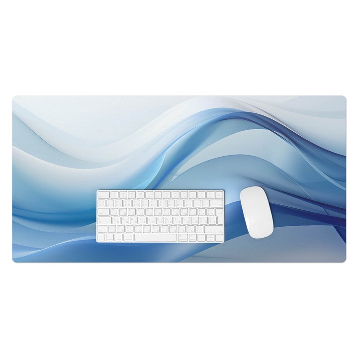 Mapa de birou, Wallfluent, Linii ondulate, Albastru, 90x45 cm, 010250300040100282896