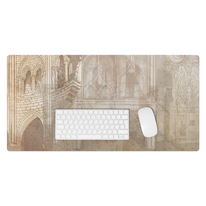 Mapa de birou, Wallfluent, Arhitectura gotica, Bej, 90x45 cm, 010250300040100282776