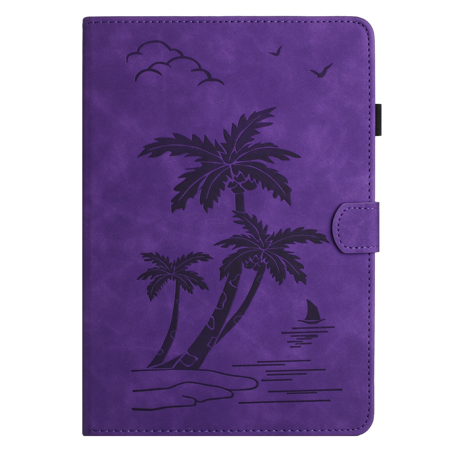 Husa tableta compatibila cu Samsung Galaxy Tab A 10.1 T580/T585, piele ecologica cu design de palmier, folie inteligenta, violet