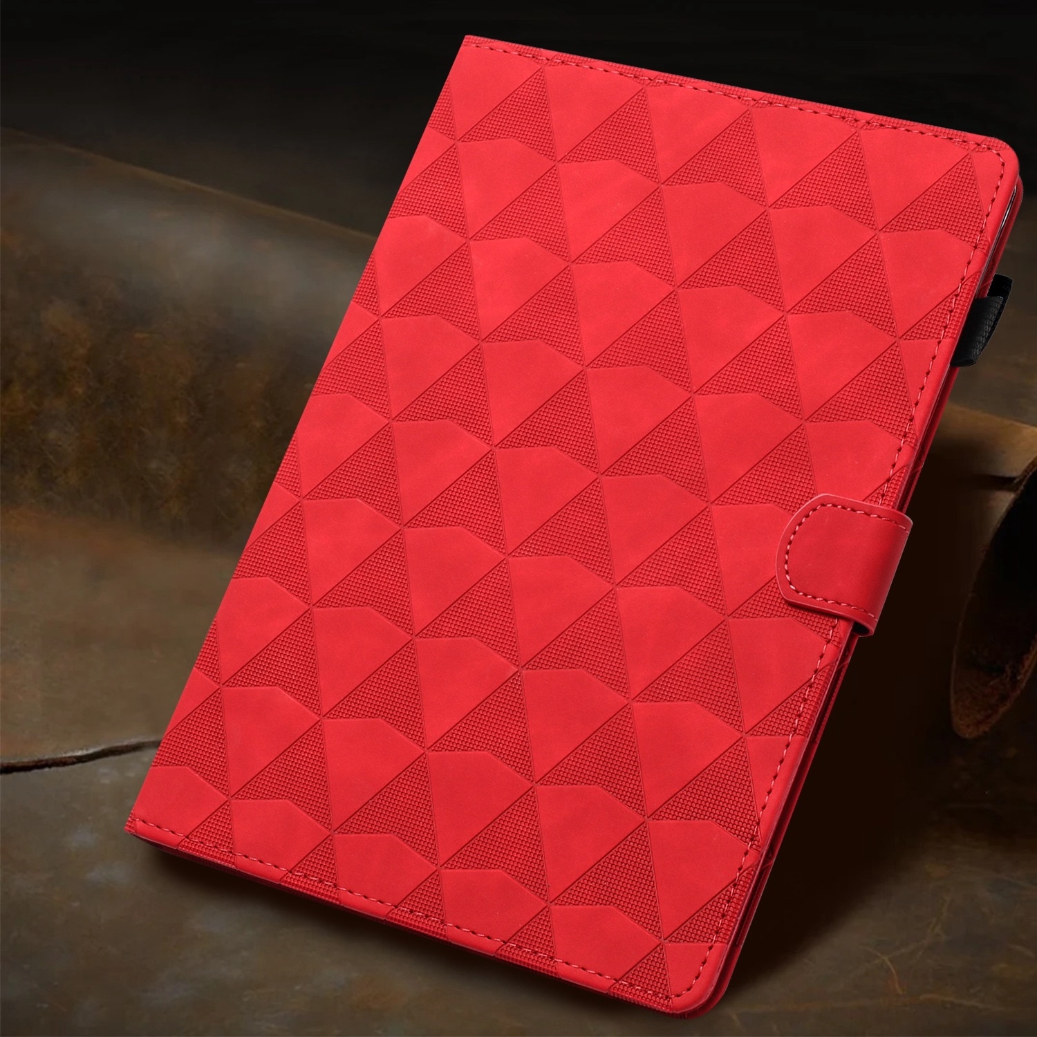 Husa tableta compatibila cu Samsung Galaxy Tab S6 Lite, textura diamant embosata, piele inteligenta, rosu