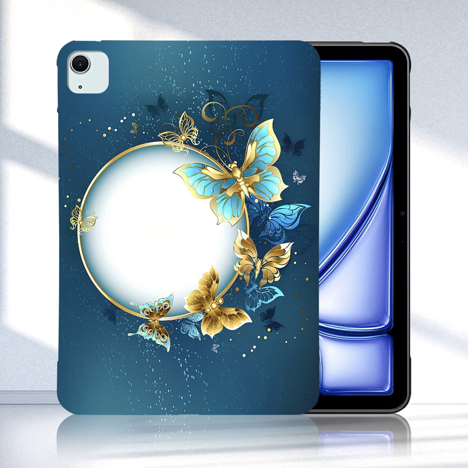 Husa tableta compatibila cu iPad Air 11 2024, Design pictura colorata, Smart, TPU, Model fluture