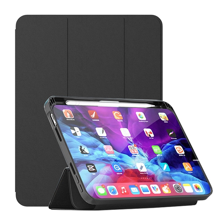 Husa tableta compatibila cu iPad Mini 6, Magnetic Closure, Protectie completa, Negru