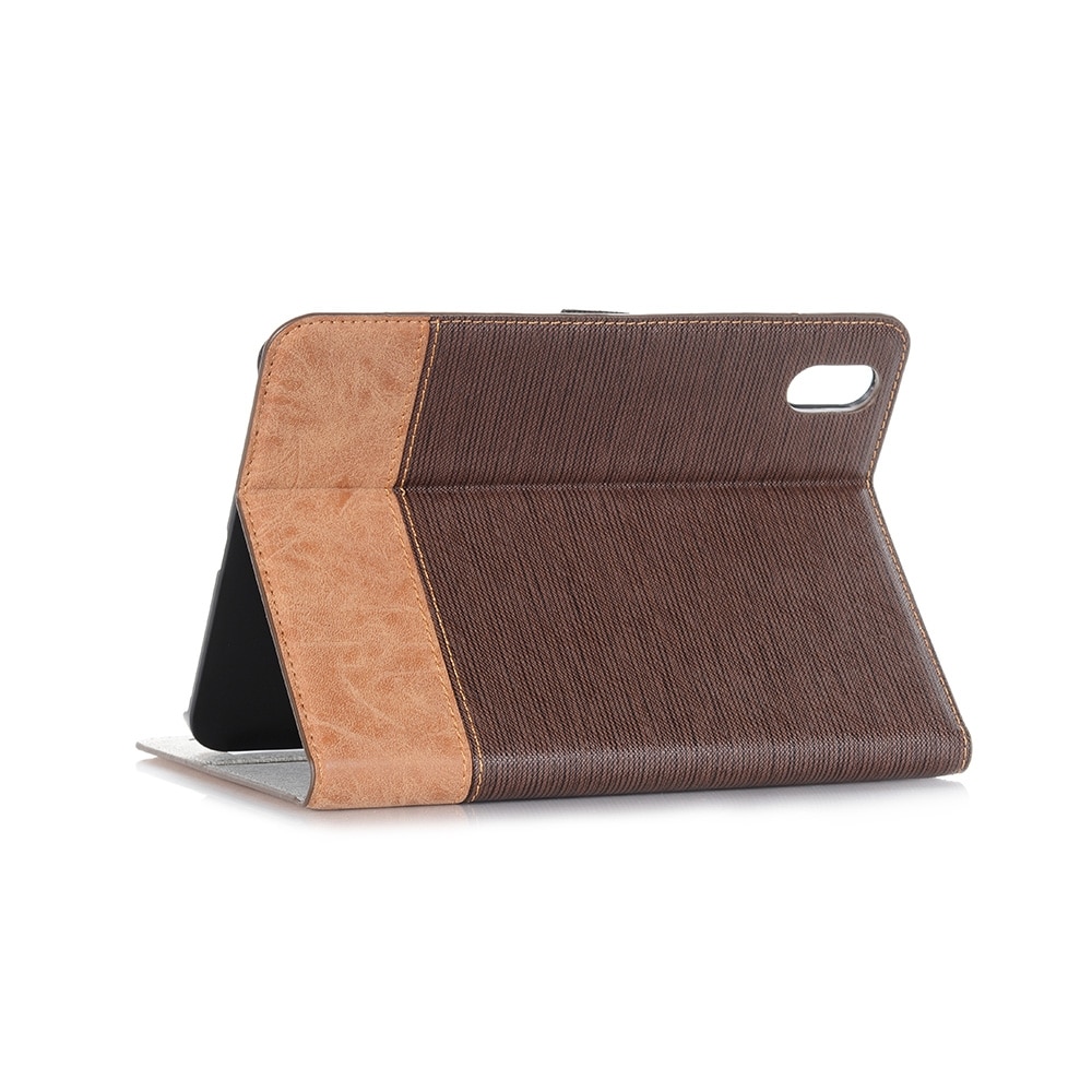 Husa tableta compatibila cu iPad Mini 6, Piele textura ovina, Maro