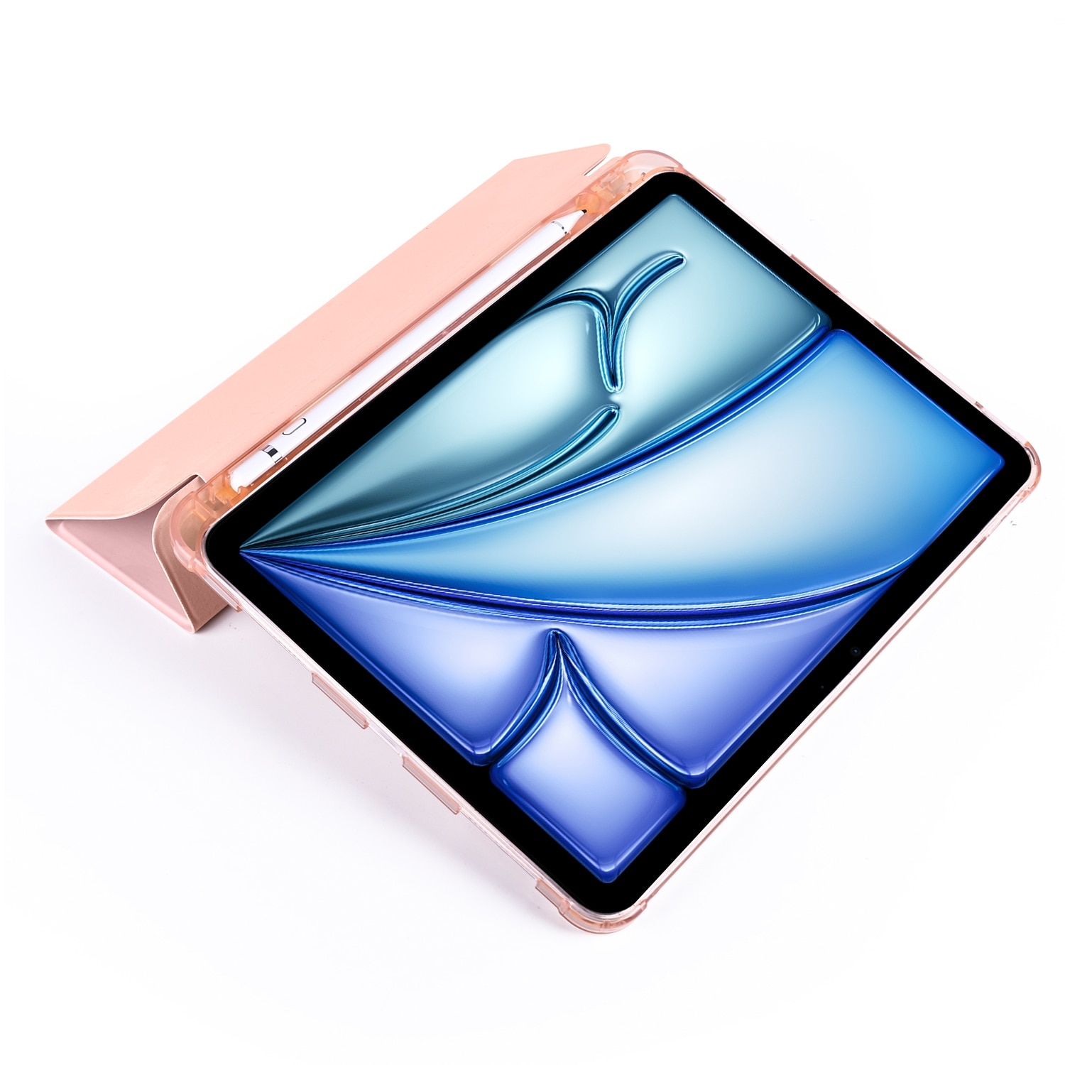 Husa tableta compatibila cu iPad Air 11, TPU Leather, Auto Sleep/Wake, Slot pix, Roz)
