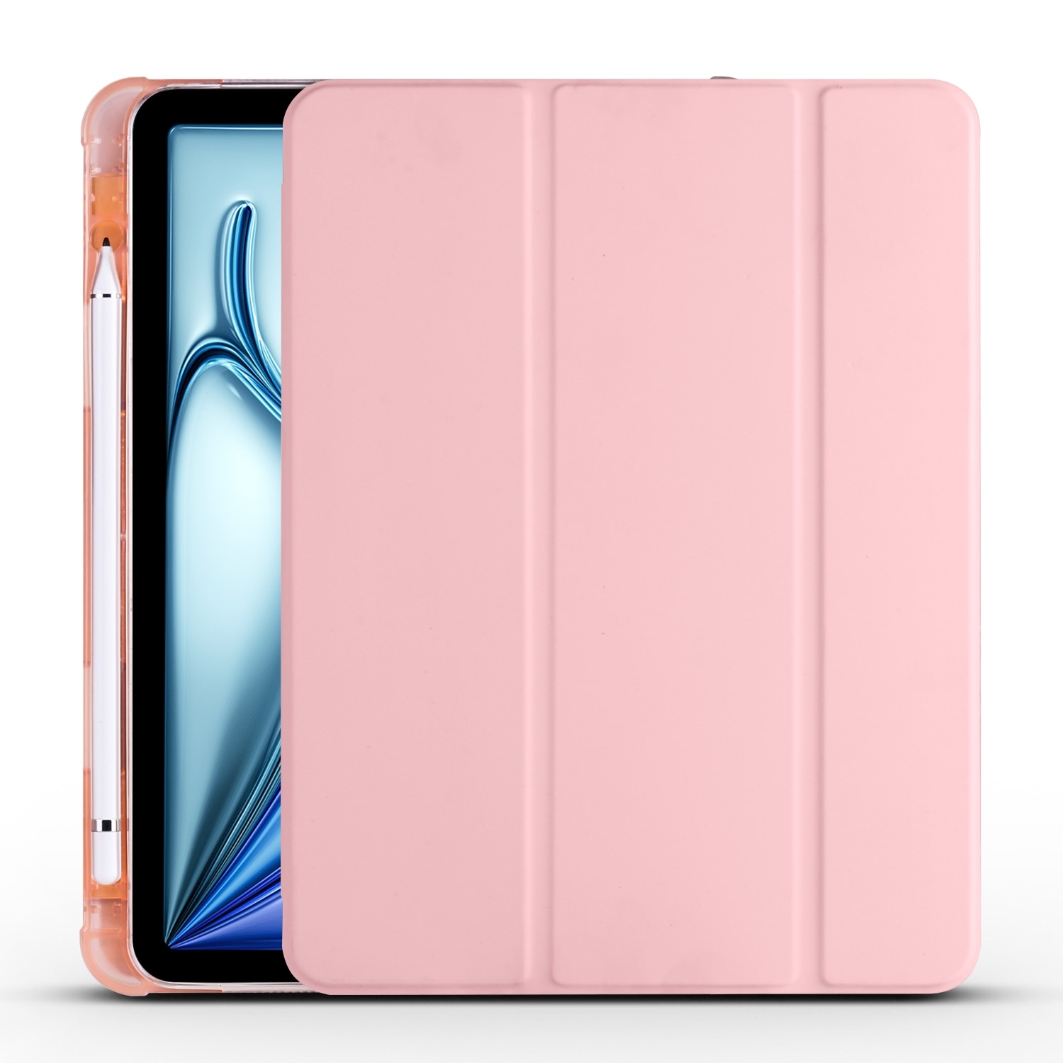Husa tableta compatibila cu iPad Air 11, TPU Leather, Auto Sleep/Wake, Slot pix, Roz)