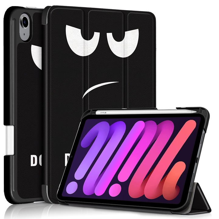 Husa tableta compatibila cu iPad Mini 6, Model Pictat, Suport cu trei plieri, Slot pentru pix, Auto Sleep/Wake