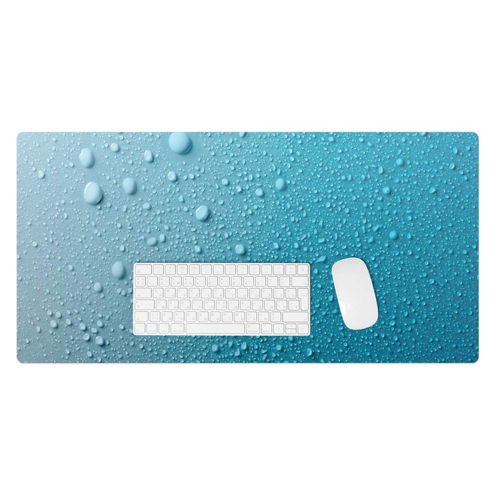 Mapa pentru birou, Wallfluent, Picaturi pe sticla, Turcoaz, 90x45 cm, 010250300040100088378