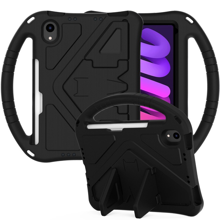 Husa tableta compatibila cu iPad mini 6, Shockproof, Holder, Negru