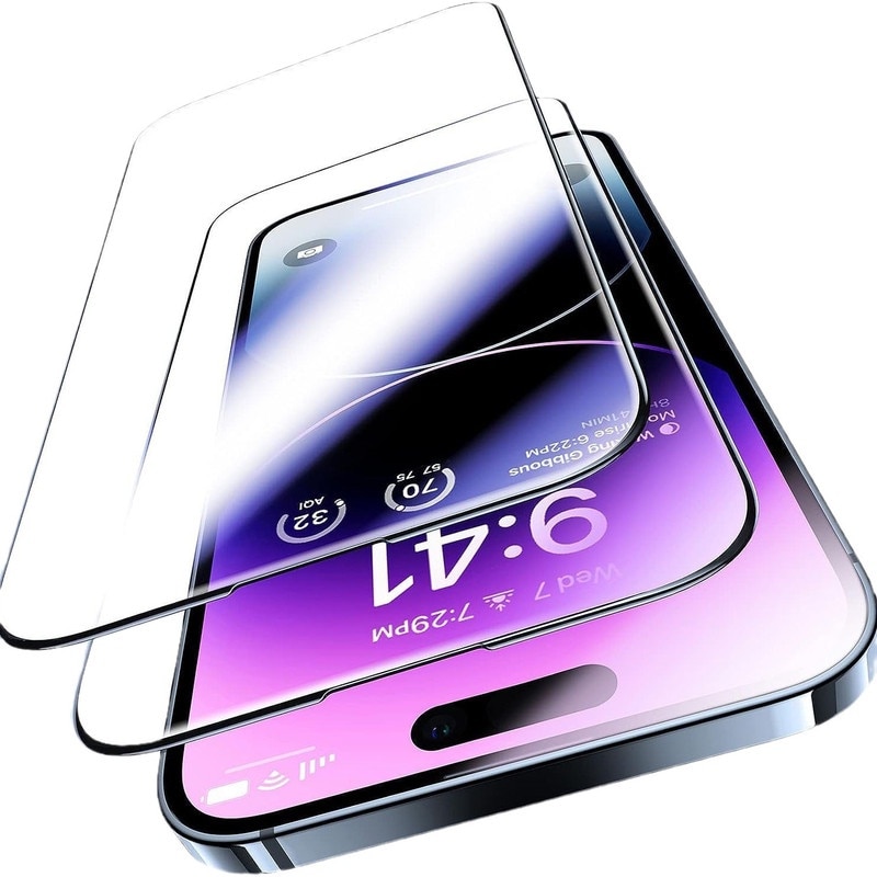 Folie protectie telefon, Pentru iPhone 12, iPhone 12 Pro, sticla securizata HD, instalare usoara, margine neagra