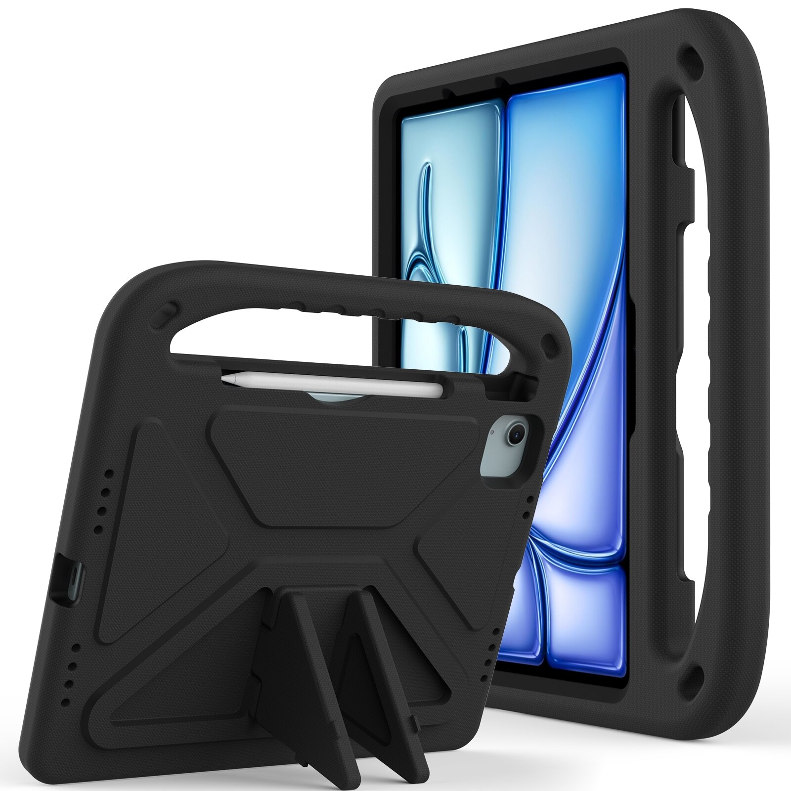 Husa tableta compatibila cu iPad Air 11 / Pro 11, Handle EVA Shockproof, Suport reglabil, Negru