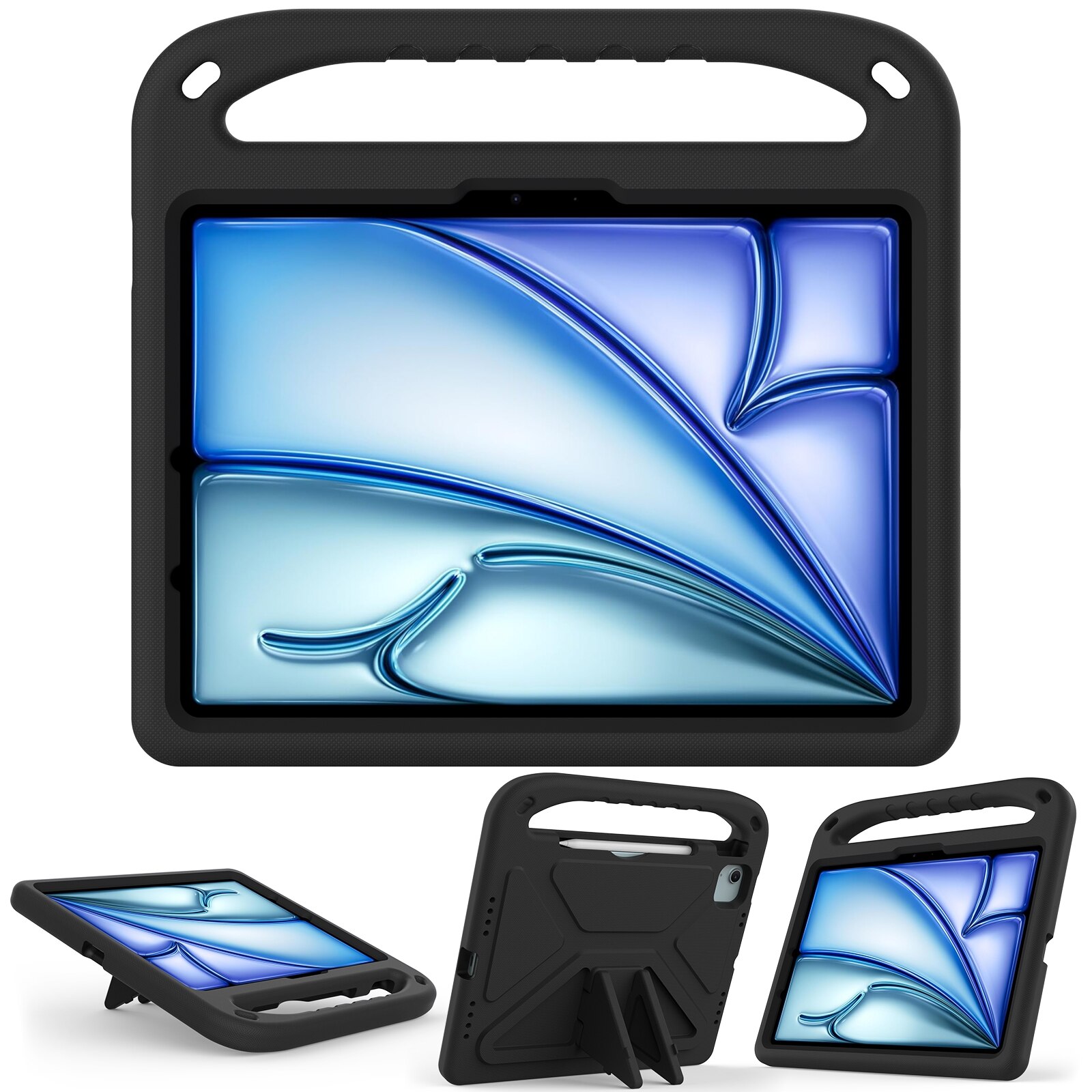Husa tableta compatibila cu iPad Air 11 / Pro 11, Handle EVA Shockproof, Suport reglabil, Negru