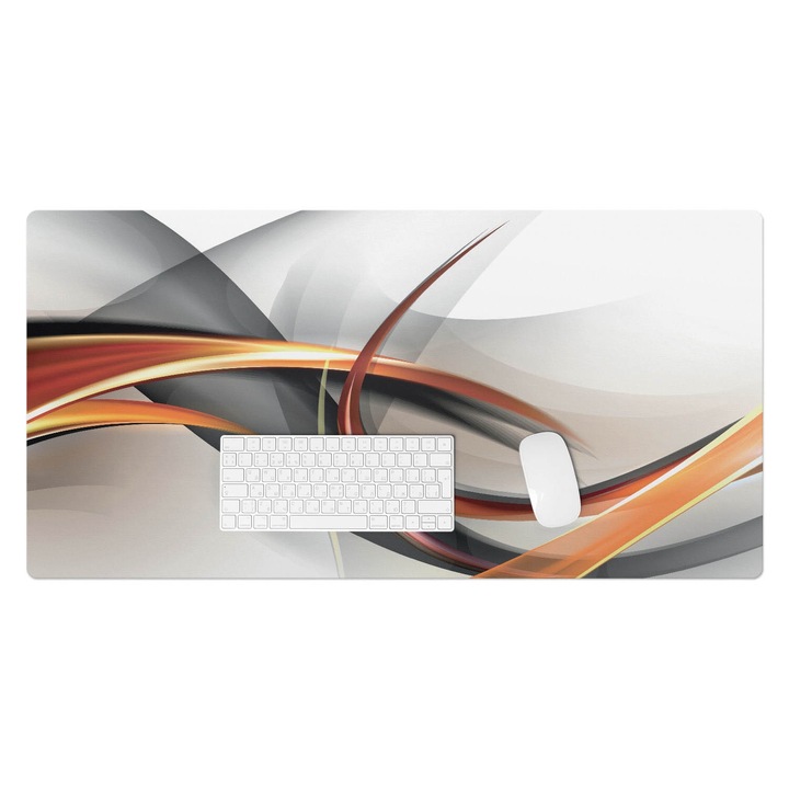 Mapa pentru birou, Wallfluent, Unde dinamice, Alb, 100x50 cm, 010250300020100006028