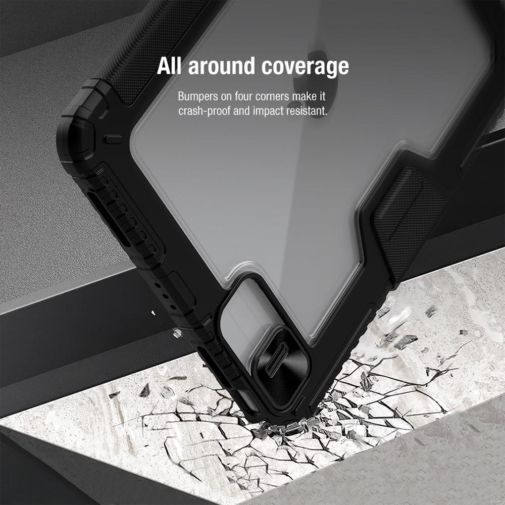 Husa tableta compatibila cu iPad Air 11 2024, Bumper Pro, Piele, Negru