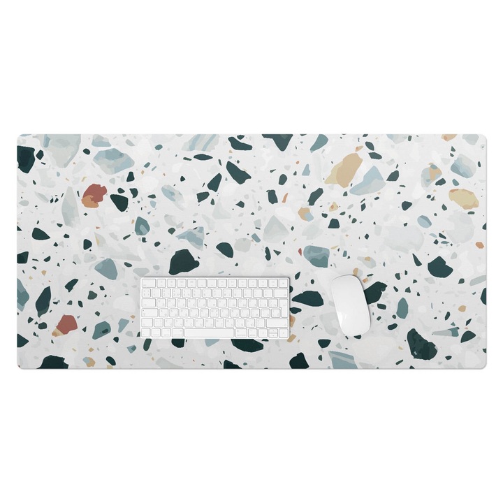 Mapa birou, Wallfluent, Mozaic de terrazzo, Gri, 100x50 cm, 010250300020100020960