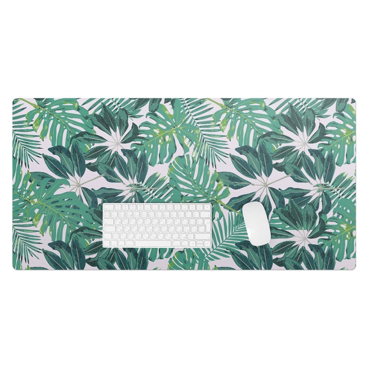 Íróasztal alátét, Wallfluent, Trópusi levelek, Zöld, 100x50 cm, 010250300020100020526