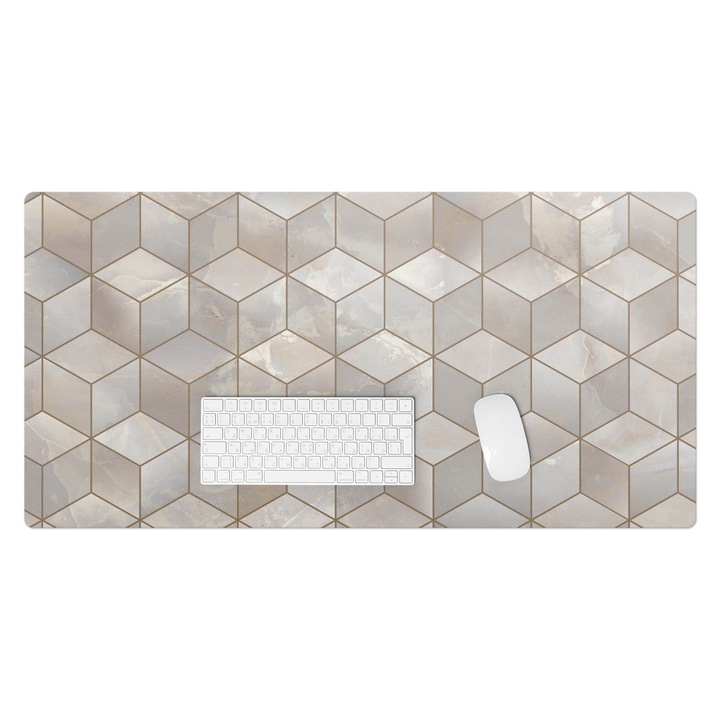 Mapa pentru birou, Wallfluent, Model geometric 3D, Bej, 100x50 cm, 010250300020100020196