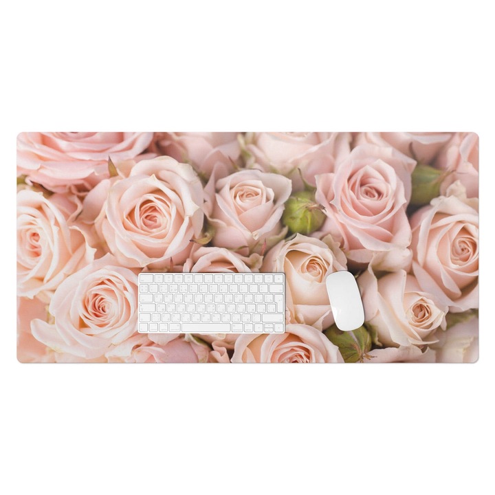 Mapa pentru birou, Wallfluent, Buchet de trandafiri, Roz, 100x50 cm, 010250300020100006355