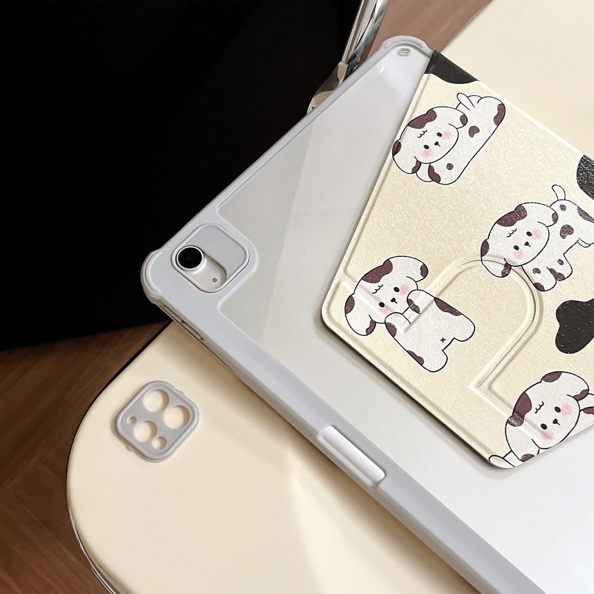 Husa tableta compatibila cu iPad Air 11 / iPad Pro 11, Piele pictata, Suport 360°, Caine dragut