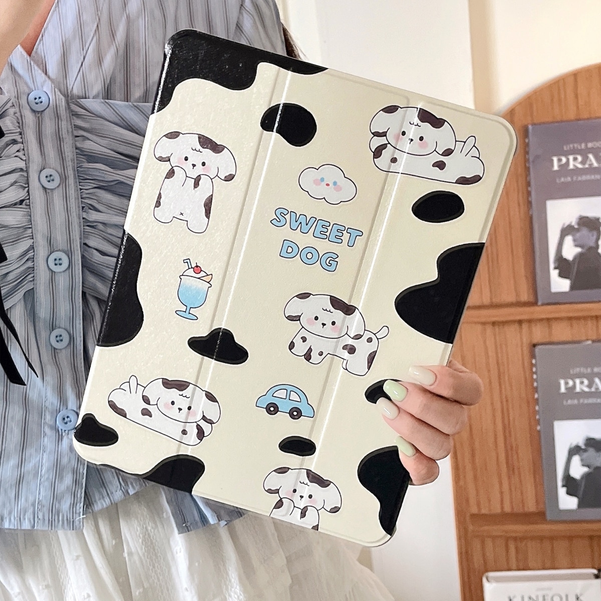 Husa tableta compatibila cu iPad Air 11 / iPad Pro 11, Piele pictata, Suport 360°, Caine dragut