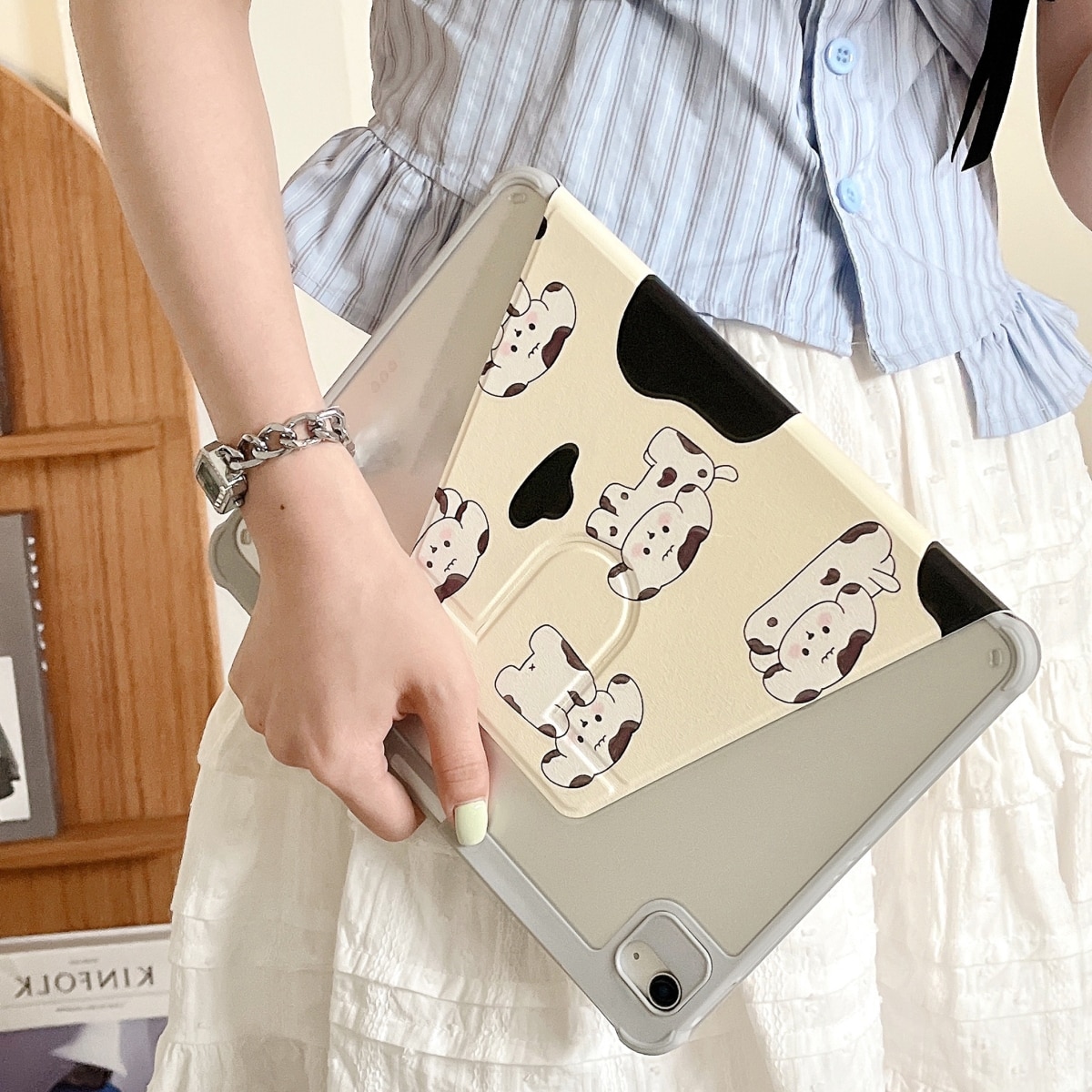 Husa tableta compatibila cu iPad Air 11 / iPad Pro 11, Piele pictata, Suport 360°, Caine dragut