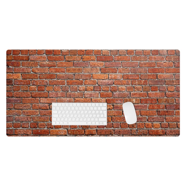 Irodai asztal alátét, Wallfluent, Téglafal, Piros, 100x50 cm, 010250300020100001843