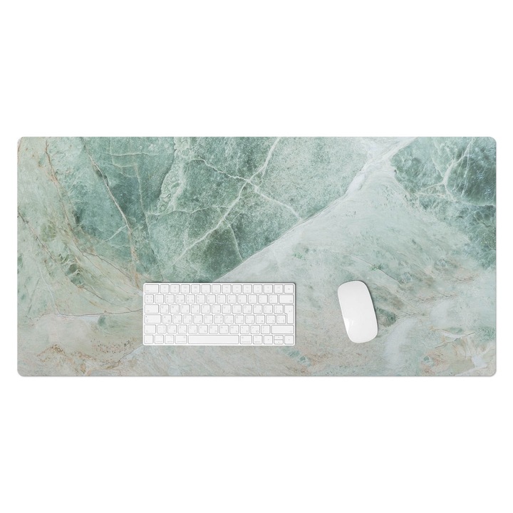 Irodai asztal alátét, Wallfluent, Márvány természet minta, Zöld, 100x50 cm, 010250300020100032057