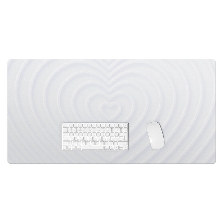 Protectie birou, Wallfluent, Inima in randuri, Alb, 100x50 cm, 010250300020100029220