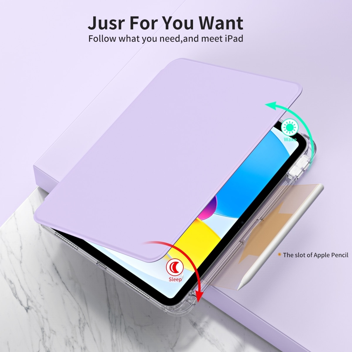 Husa tableta compatibila cu iPad Air 11 2024, 360 rotatie, Detasabila, Transparenta, Piele, Mov deschis)