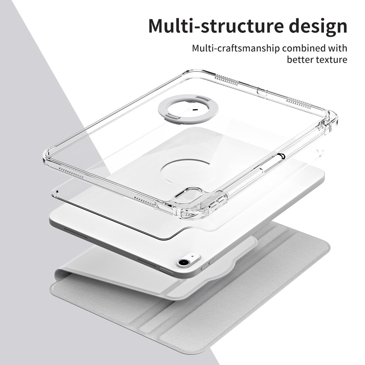 Husa tableta compatibila cu iPad Air 11 2024, Acryl transparent, Gri