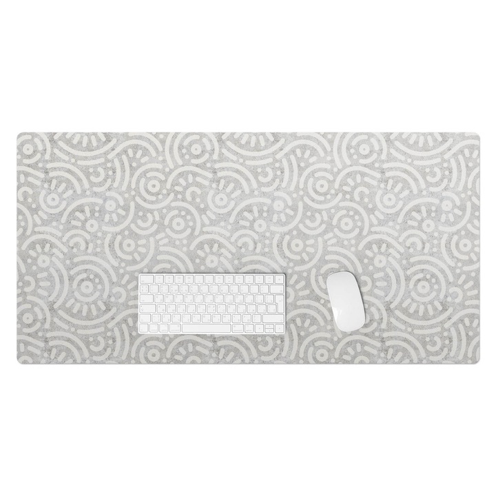 Mapa de birou, Wallfluent, Model retro geometric, Gri, 100x50 cm, 010250300020100033374