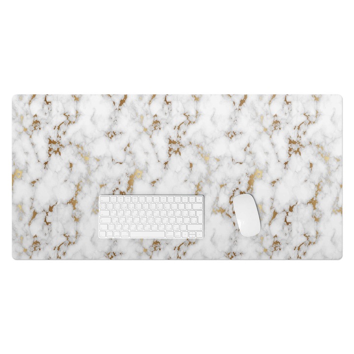 Protectie birou, Wallfluent, Fundal cu model de marmura, Alb, 100x50 cm, 010250300020100033351