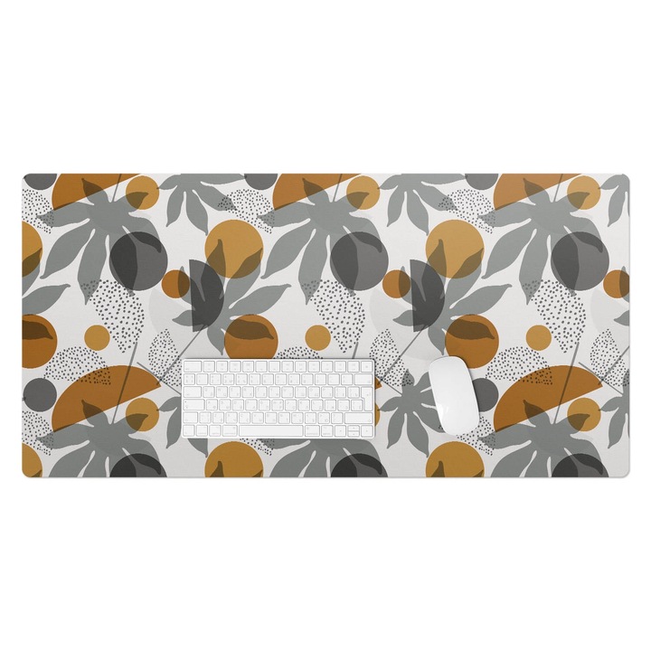 Mapa de birou, Wallfluent, Frunze geometrice, Portocaliu, 100x50 cm, 010250300020100033405