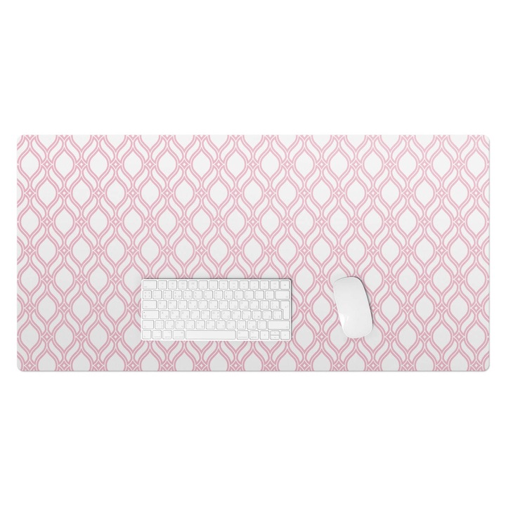 Mapa pentru birou, Wallfluent, Model retro geometric, Roz, 100x50 cm, 010250300020100033373