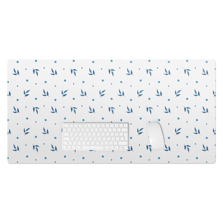 Mapa protectie birou, Wallfluent, Frunze si puncte, Alb, 100x50 cm, 010250300020100033370