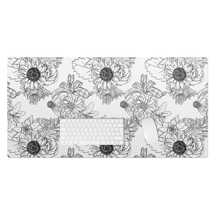 Mapa birou, Wallfluent, Model liniar floral, Multicolor, 100x50 cm, 010250300020100033490