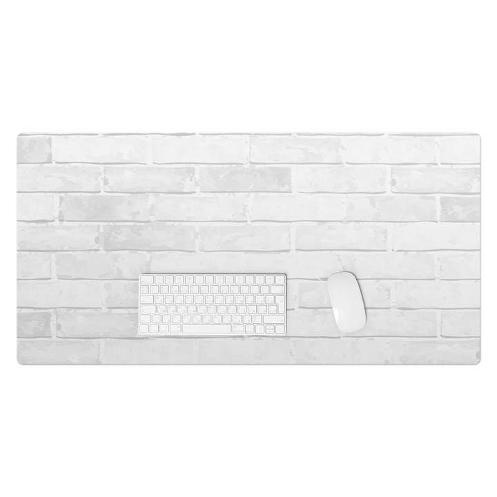 Mapa de birou, Wallfluent, Perete retro de caramida, Alb, 100x50 cm, 010250300020100030620