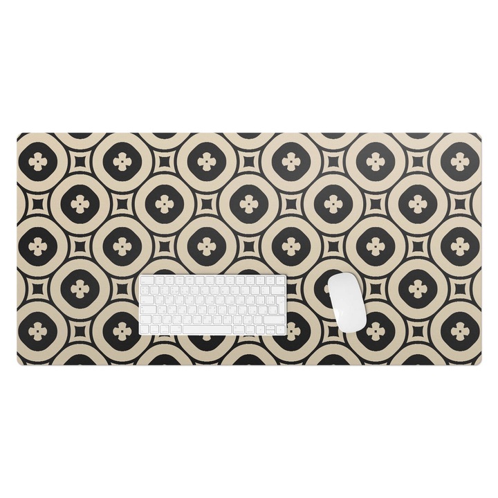 Mapa pentru birou, Wallfluent, Model retro geometric, Bej, 100x50 cm, 010250300020100033469