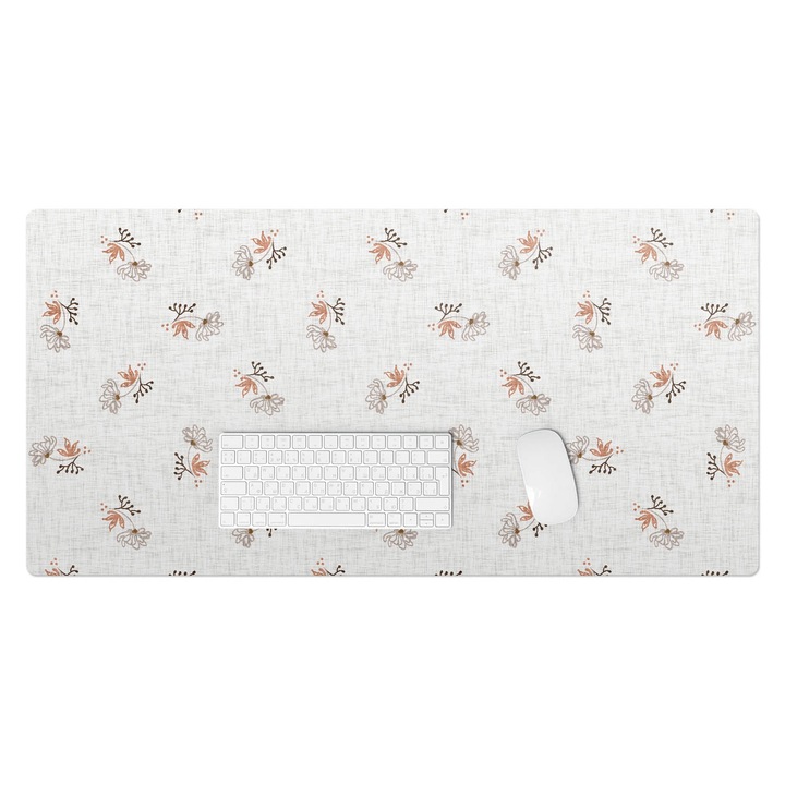 Protectie birou, Wallfluent, Flori retro delicate, Bej, 100x50 cm, 010250300020100033451