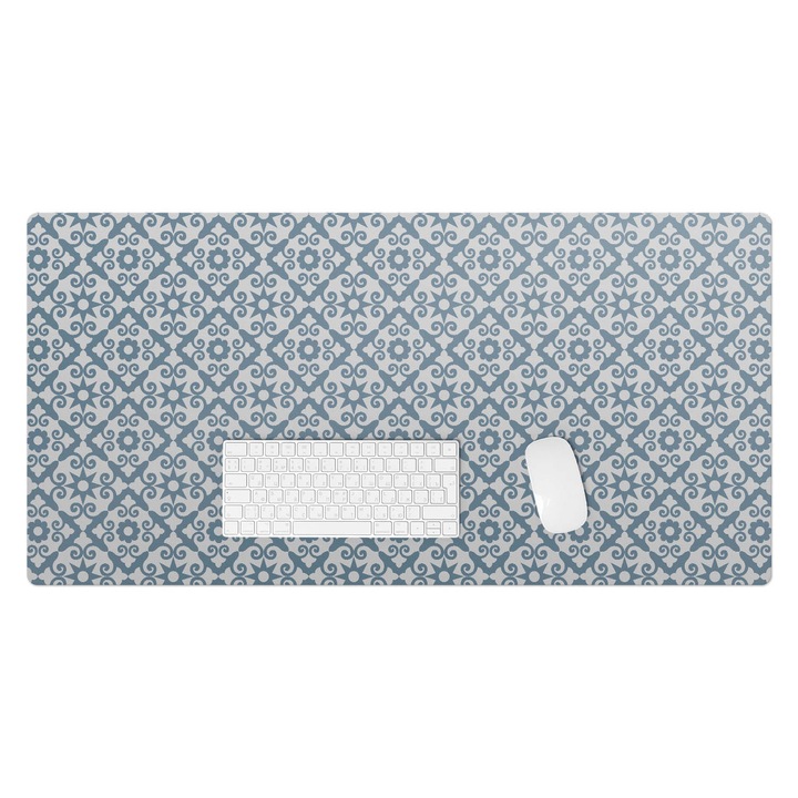 Mapa de birou, Wallfluent, Ornament floral, Albastru, 100x50 cm, 010250300020100033523