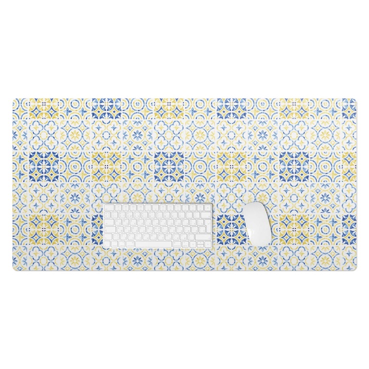 Mapa pentru birou, Wallfluent, Model retro geometric, Gri, 100x50 cm, 010250300020100033456