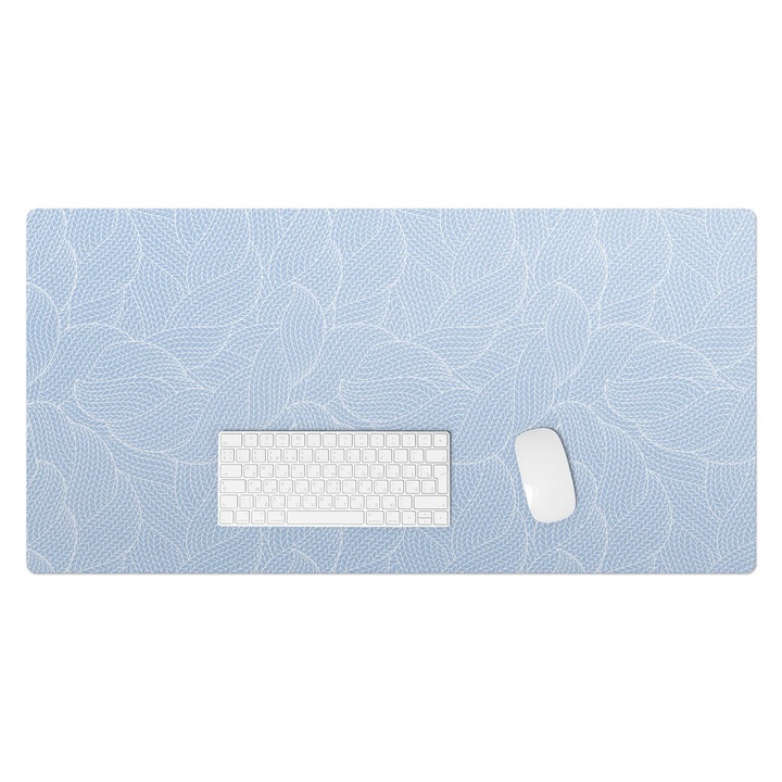 Mapa pentru birou, Wallfluent, Frunza intr-o tesatura, Albastru, 100x50 cm, 010250300020100033440