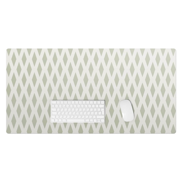 Protectie birou, Wallfluent, Model retro cu diamante, Verde, 100x50 cm, 010250300020100033515