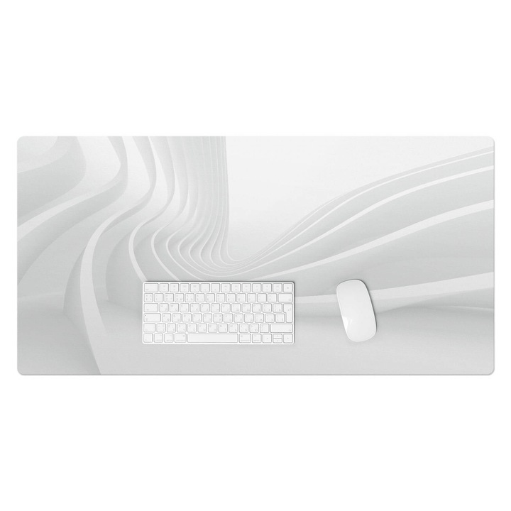 Mapa pentru birou, Wallfluent, Valuri futuriste, Alb, 100x50 cm, 010250300020100056563