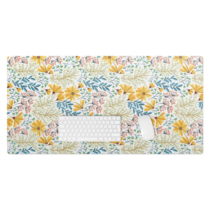 könyökalátét, Wallfluent, Vintage virágmintás, Sárga, 100x50 cm, 010250300020100057189