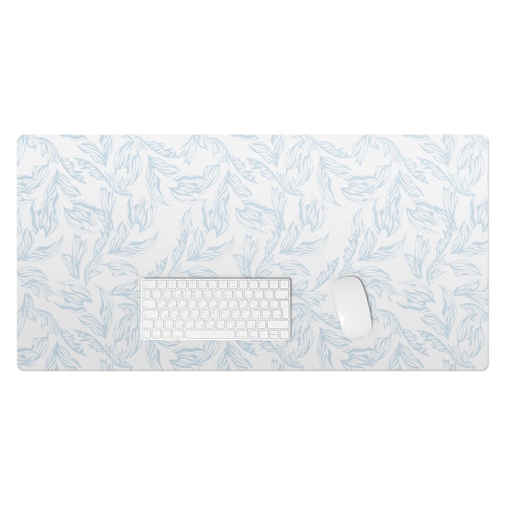 Mapa pentru birou, Wallfluent, Frunze delicate, Alb, 100x50 cm, 010250300020100033522